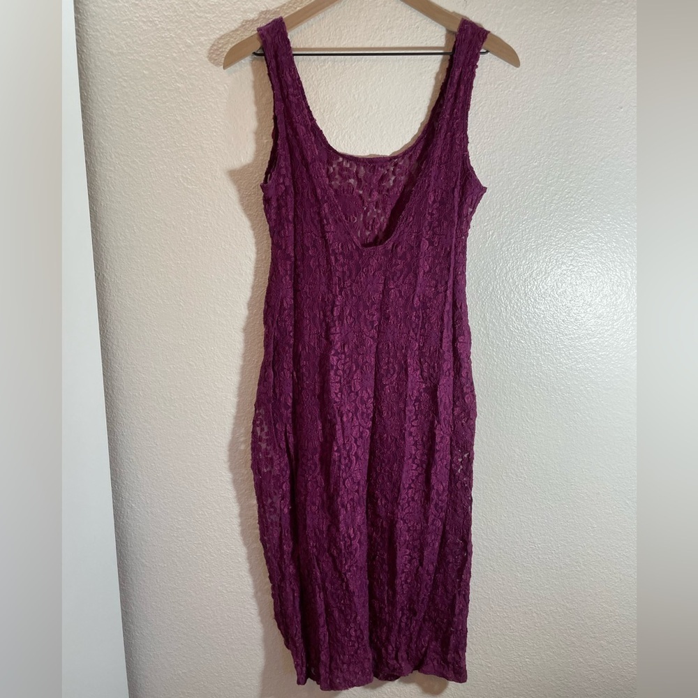 Vintage Val Mode Made in USA Magenta Lace Lingerie Dress Sexy Stretchy Size M/L - Picture 3 of 8